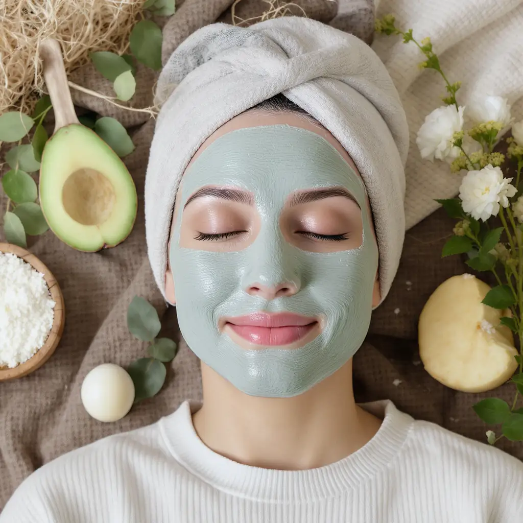 jade chantelle - Illustrer la relaxation et l'utilisation de produits naturels dans la routine de beauté.