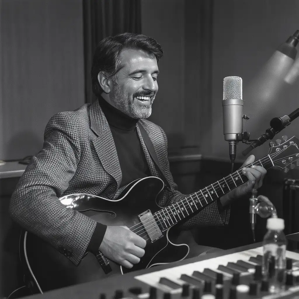 joe dassin - Illustrer l'intensité et la détermination de Joe Dassin dans son processus créatif.