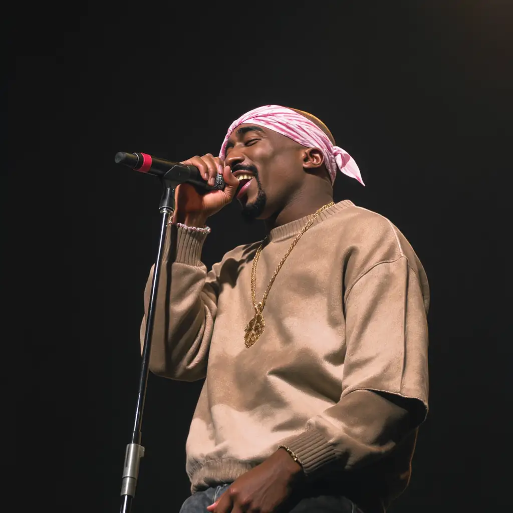 tupac - Illustrer la présence charismatique de Tupac lors de ses performances