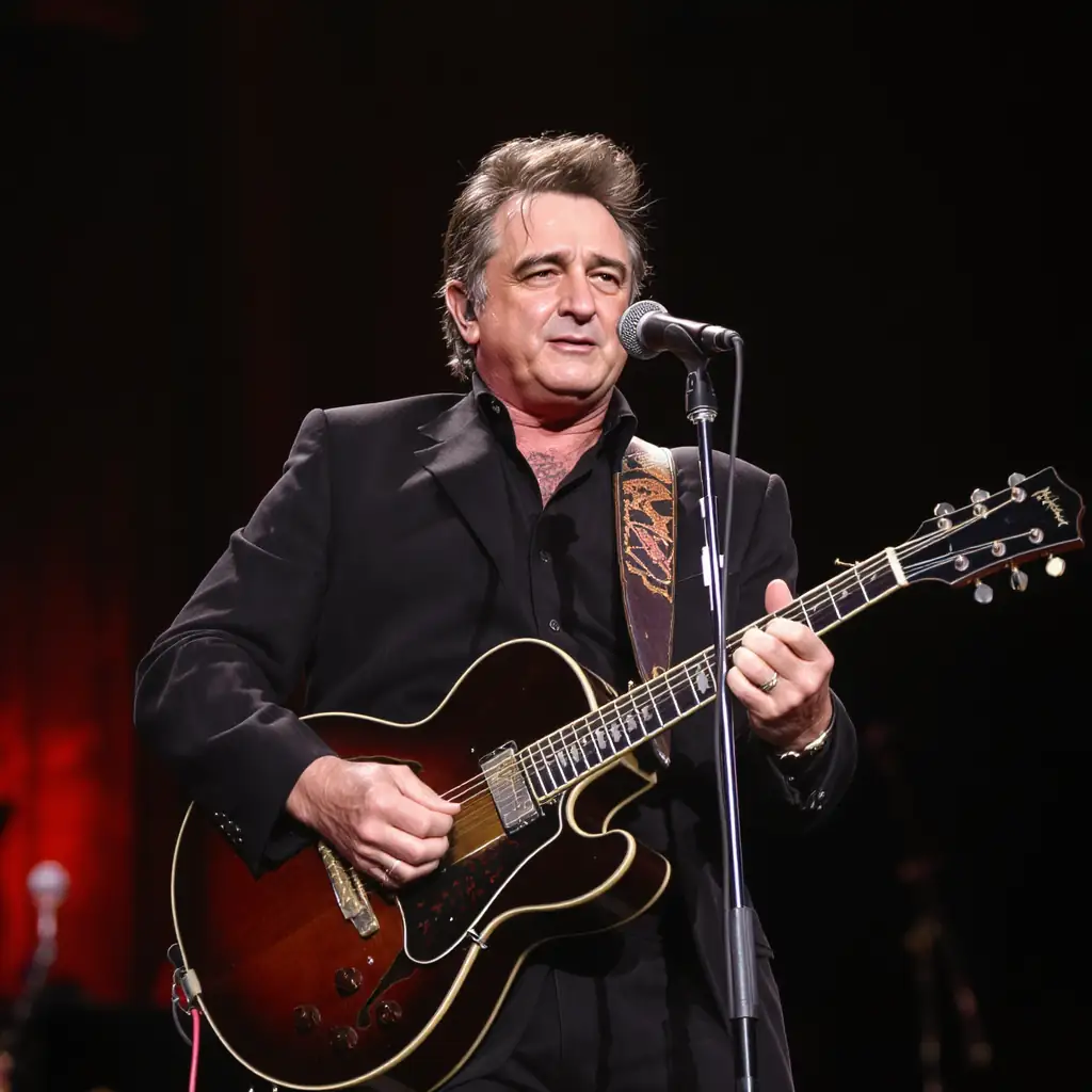 johnny cash - Illustrer la présence scénique unique de Johnny Cash.