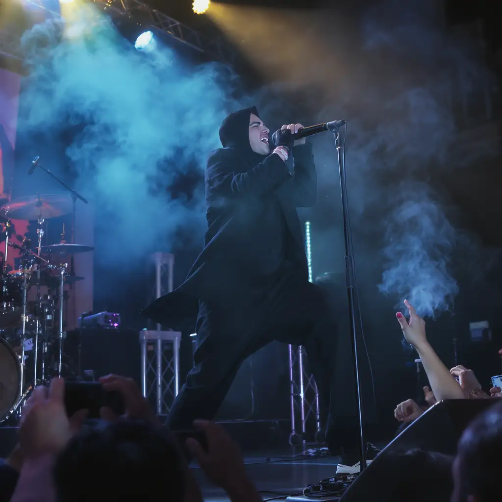kalash criminel - Illustrer la passion et l'énergie que Kalash Criminel transmet à son public lors de ses concerts.